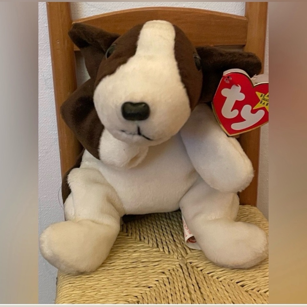 Rare Retired Ty Beanie Babies Bruno The Terrier 1997 Tag Error Dog Dogs 
Plush